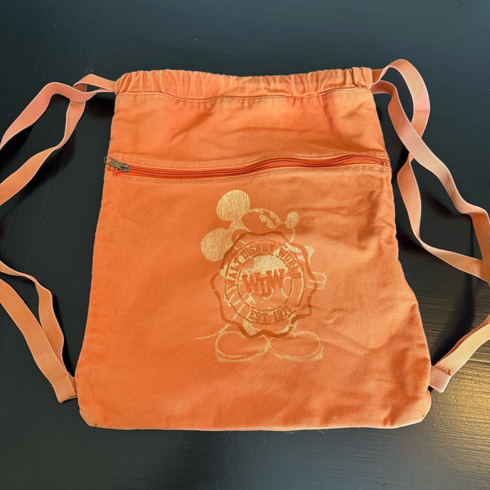 Disney parks, Walt Disney World Orange Drawstring Backpack‎ with Disney Logo